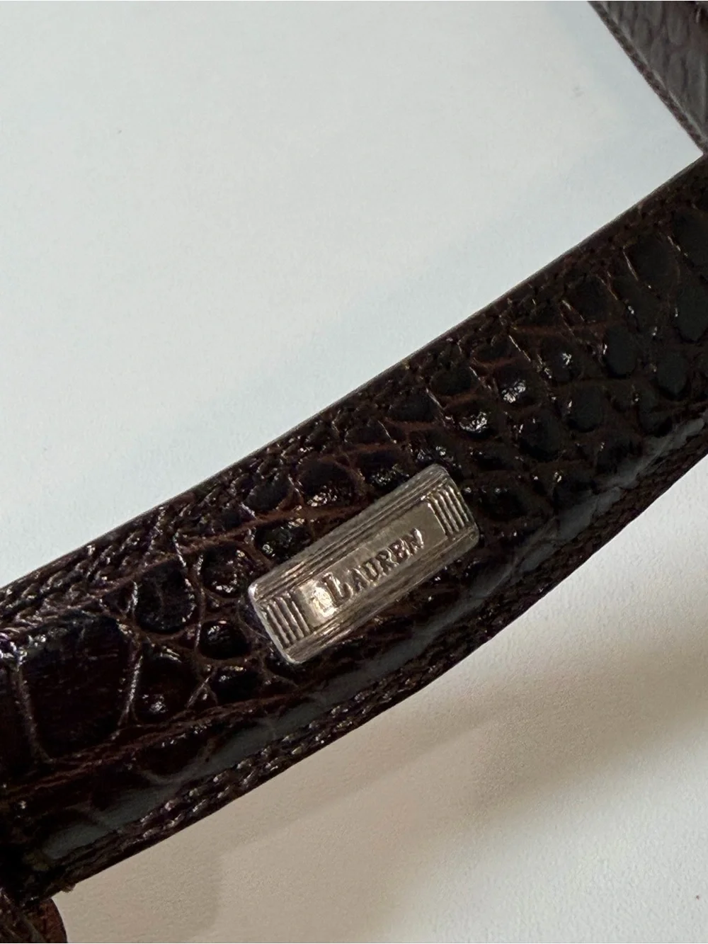 Ralph Lauren Women’s 3X Dark Brown Croc-Embossed Genuine Leather Belt Lux